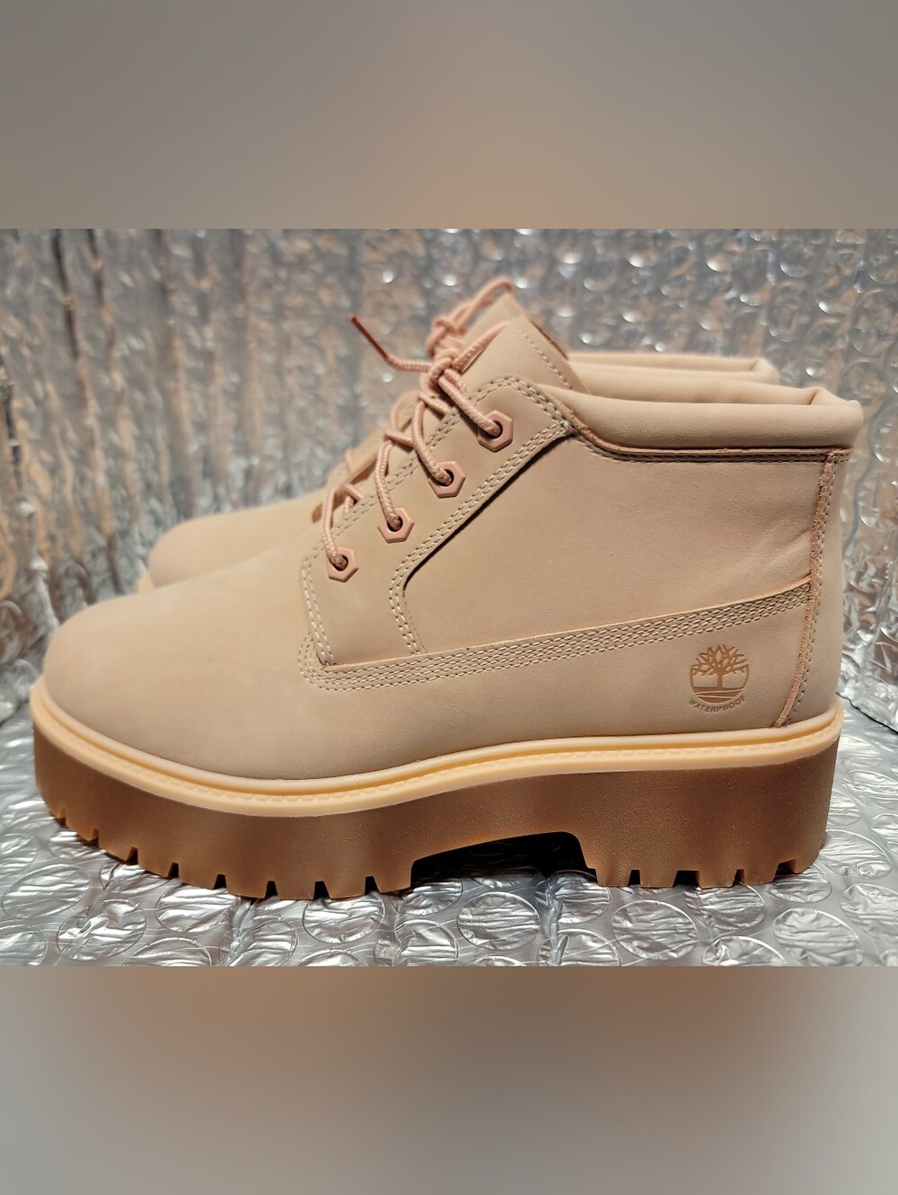 Timberland Nellie Stonestreet platform boots soft light pink